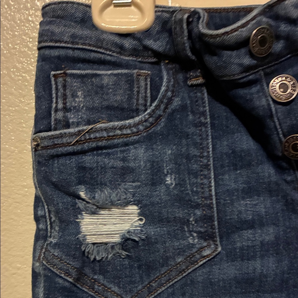 Stylish Risen Button Fly Blue Distressed Women Je… - image 3